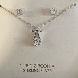 Giani Bernini CZ Sterling silver stud w match pendant chain NWT final